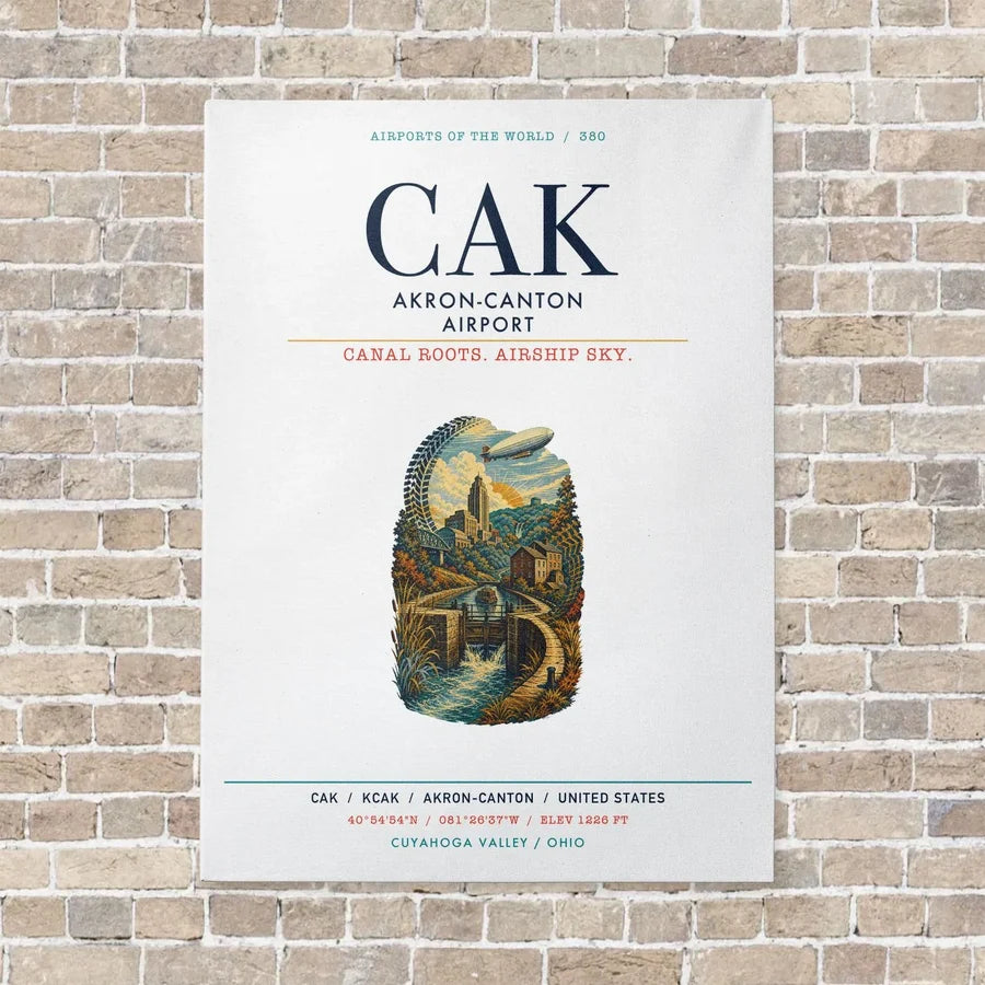 Akron-Canton Airport CAK vertical canvas print - no frame - white background