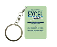 Thumbnail for Cessna Citation Excel design on light green designed key chain, double-side print