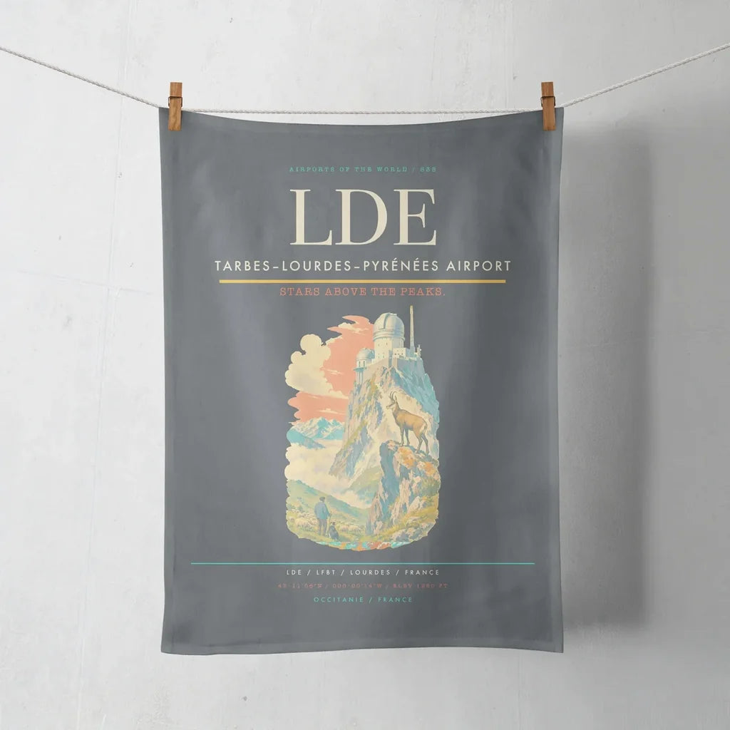 Tarbes–Lourdes–Pyrénées Airport (LDE) design on gray towel