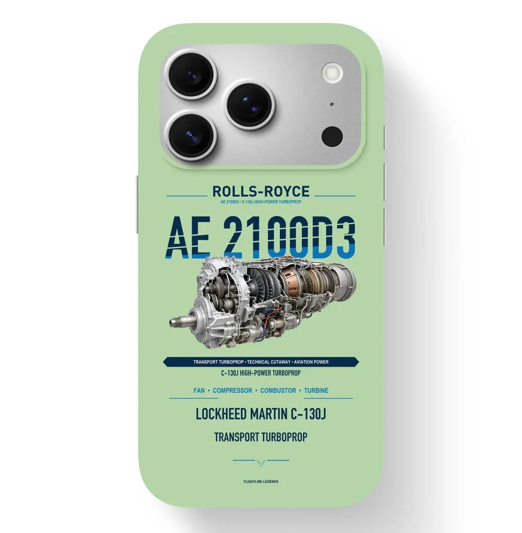 AE 2100D3 Case design on light green iphone case