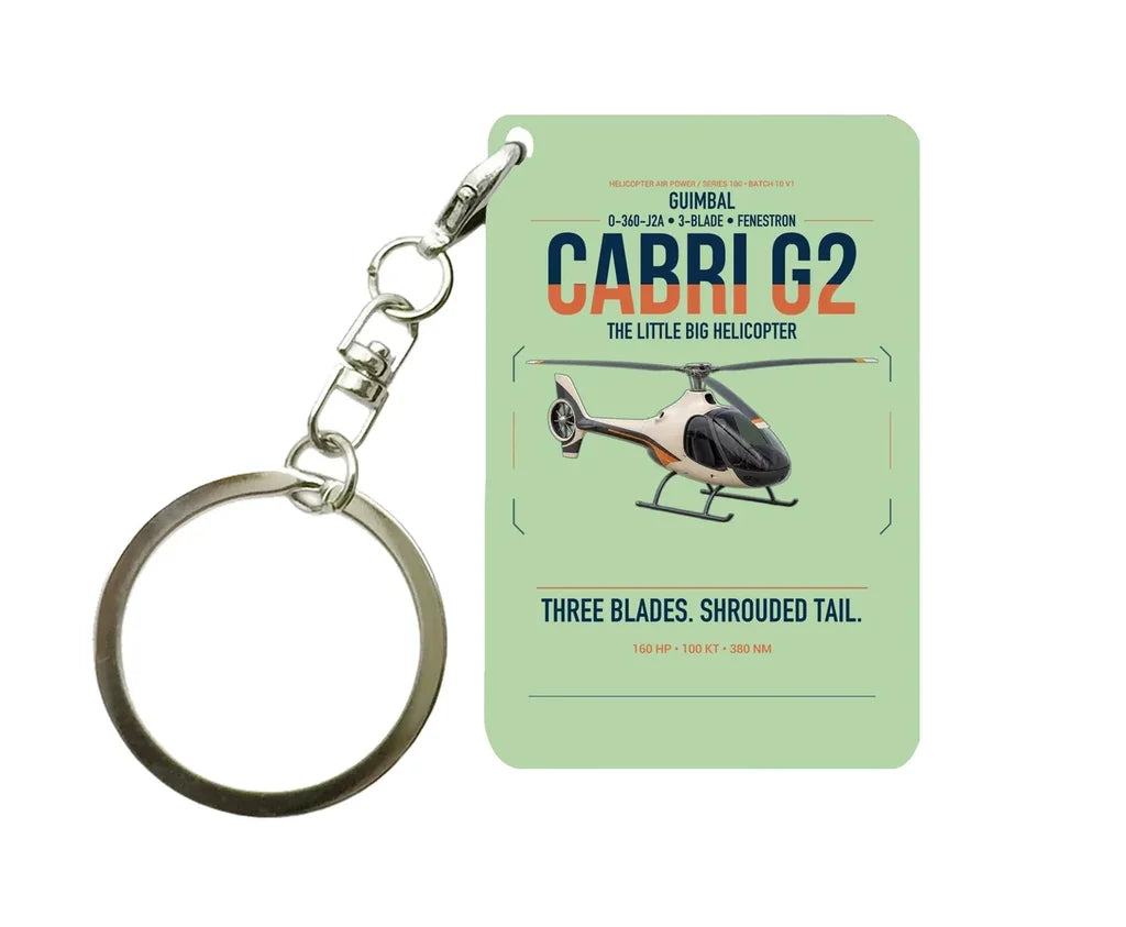 Guimbal Cabri G2 design on light green designed key chain, double-side print