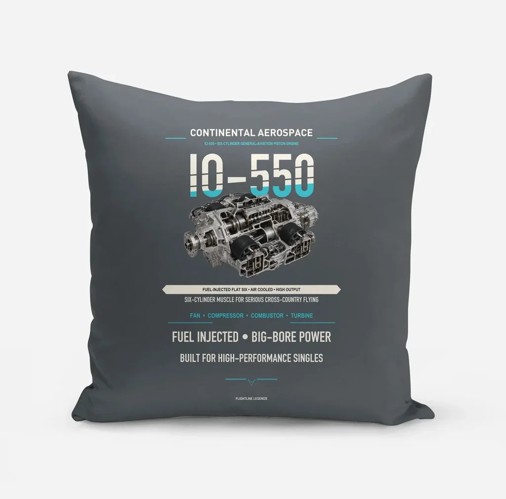 IO-550 design on gray pillow