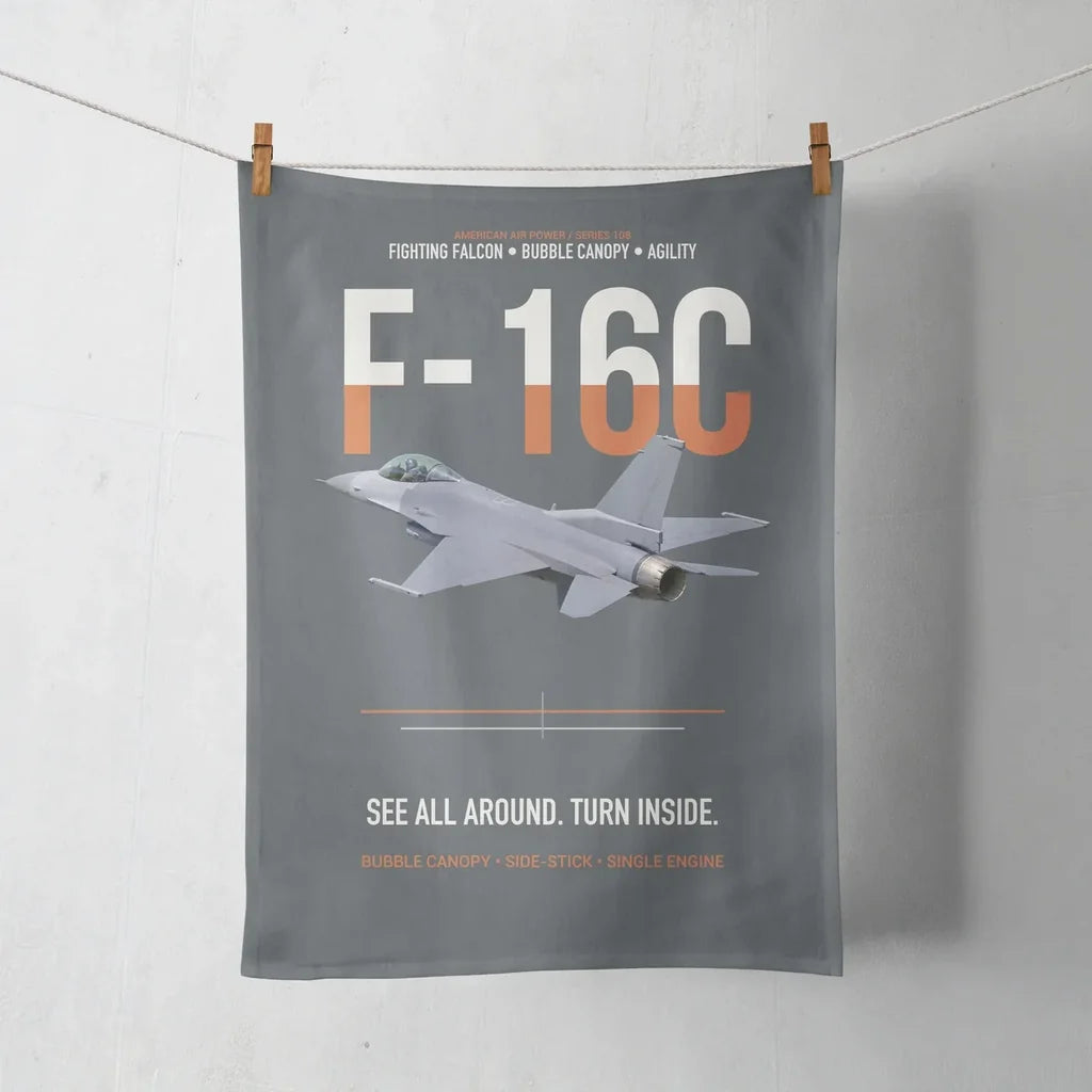 F-16C Fighting Falcon See All Around Turn Inside design on gray towel