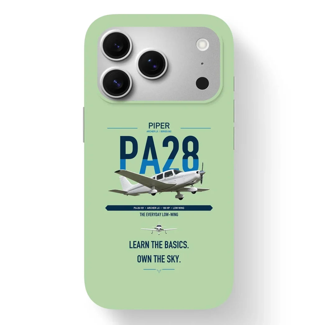 Piper PA-28-181 Archer LX design on light green magsafe iphone case, for iPhone 17 Pro