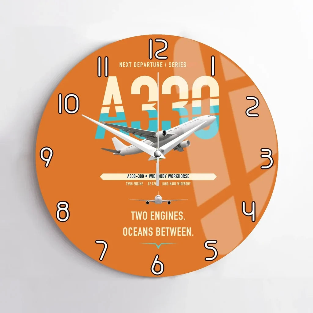Airbus A330-300 design on orange no frame wall clock