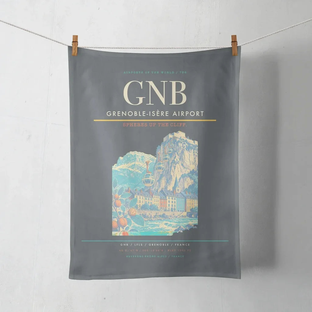 Grenoble-Isère Airport (GNB) design on gray towel