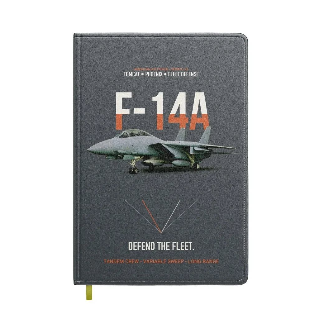 F-14A Tomcat Defend The Fleet design on gray notebook