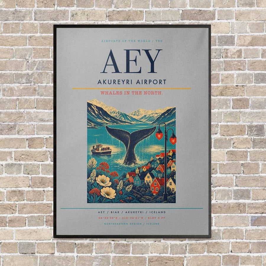Akureyri Airport AEY - Canvas Framed - Light Gray