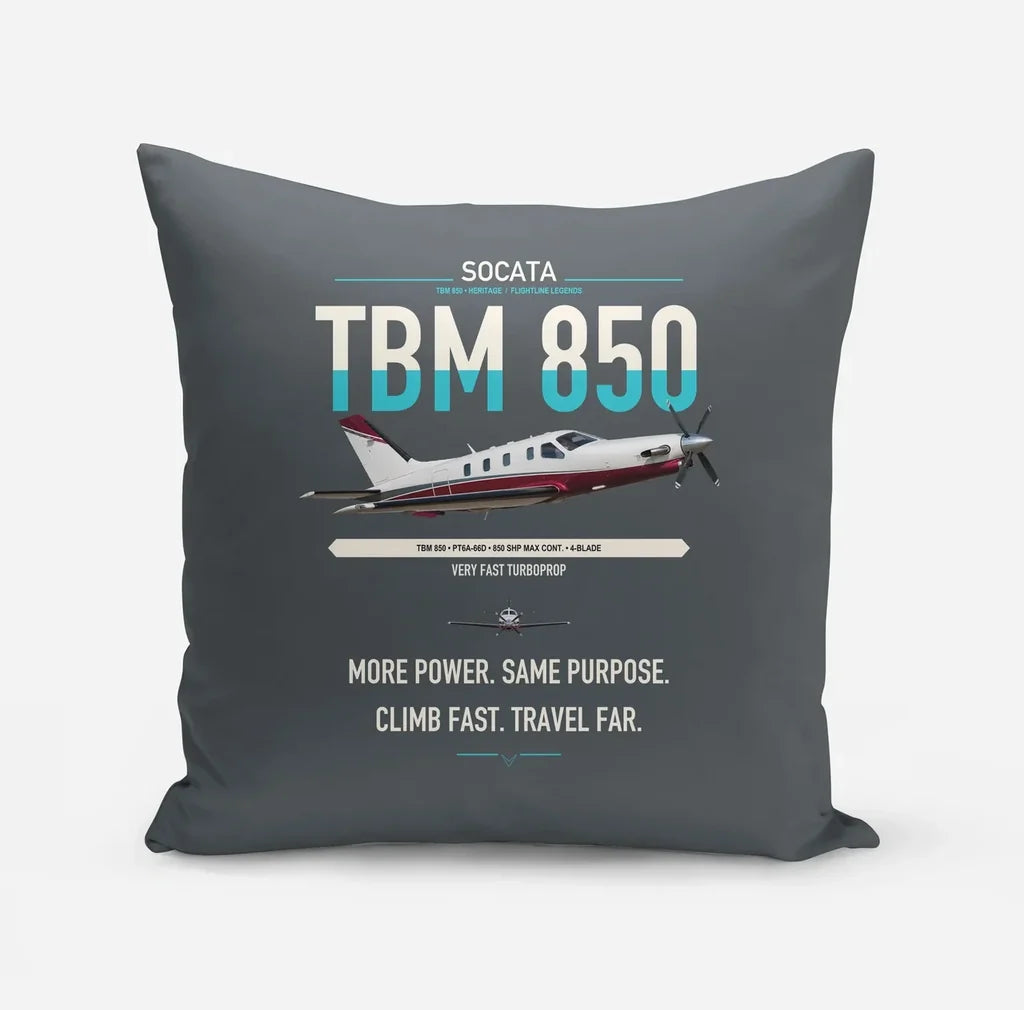 Socata TBM 850 design on gray pillow