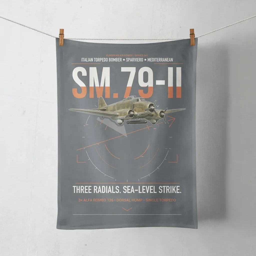 Savoia-Marchetti SM.79-II Sparviero design on gray towel