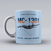 Thumbnail for MC-130J COMMANDO II design on light blue ceramic mug, double-side print