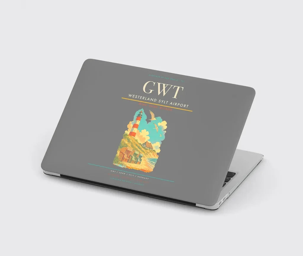 Westerland Sylt Airport (GWT) design on gray MacBook case