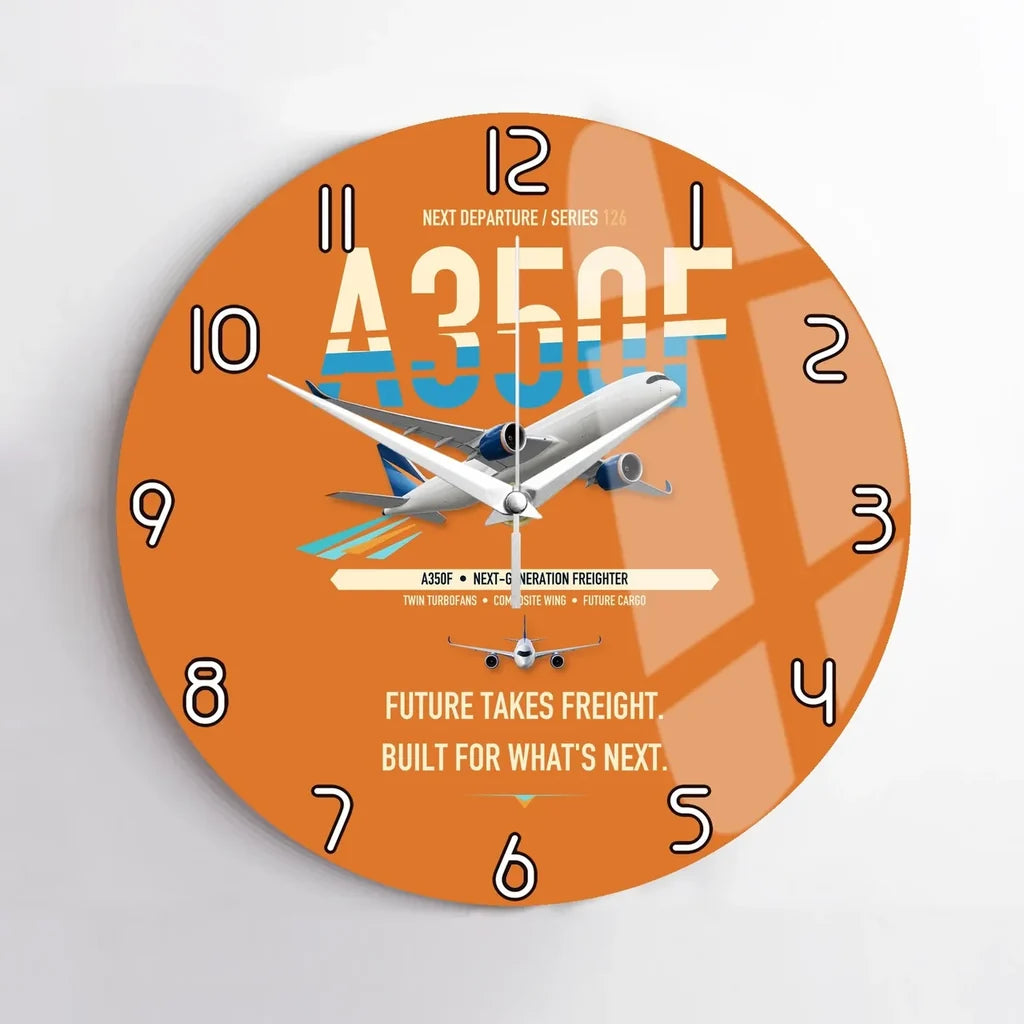 Airbus A350F design on orange no frame wall clock