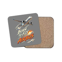 Thumbnail for Born To Fly Airbus design on gray 1 piece coaster