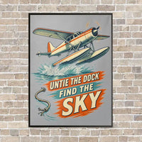 Thumbnail for Untie The Dock Find The Sky vertical canvas print - framed - light gray background