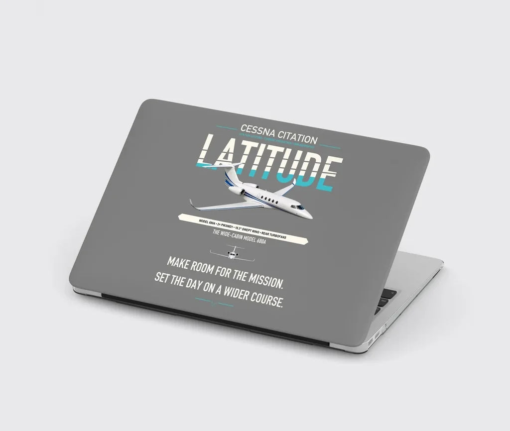 Cessna Citation Latitude design on gray MacBook case