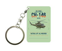Thumbnail for Bell Canada CH-146 Griffon design on light green designed key chain, double-side print