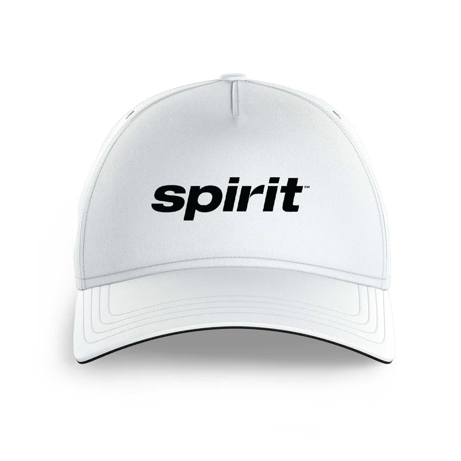 Spirit Airlines logo printed on white cap