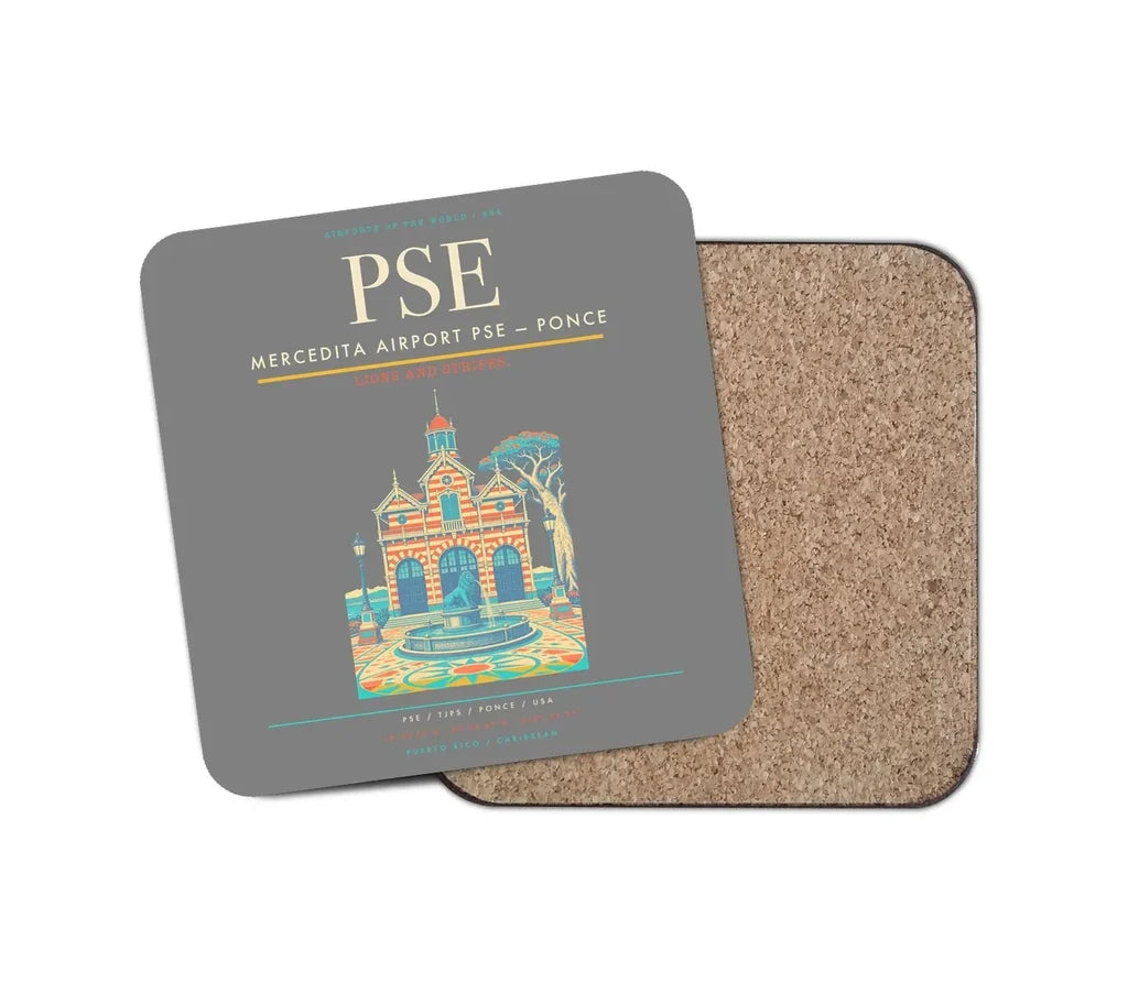 Mercedita Airport (PSE) design on gray 1 piece coaster
