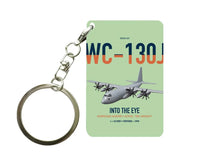 Thumbnail for WC-130J Hurricane Hunter design on light green designed key chain, double-side print