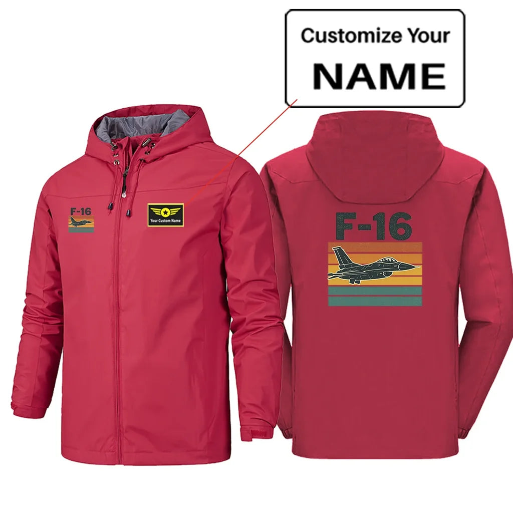 Retro Fighter Jet F16 Designed Rain Jackets & Windbreakers - view 11