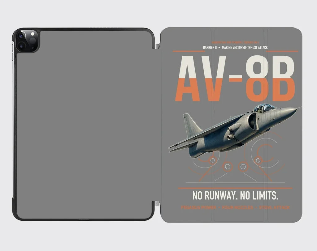 AV-8B Harrier II design on gray ipad tablet case