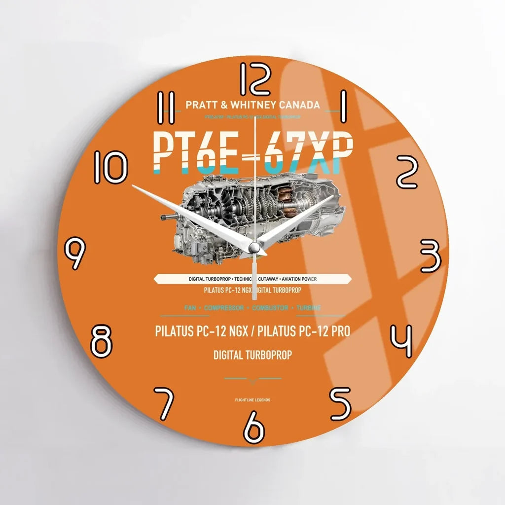 PT6E-67XP design on orange no frame wall clock