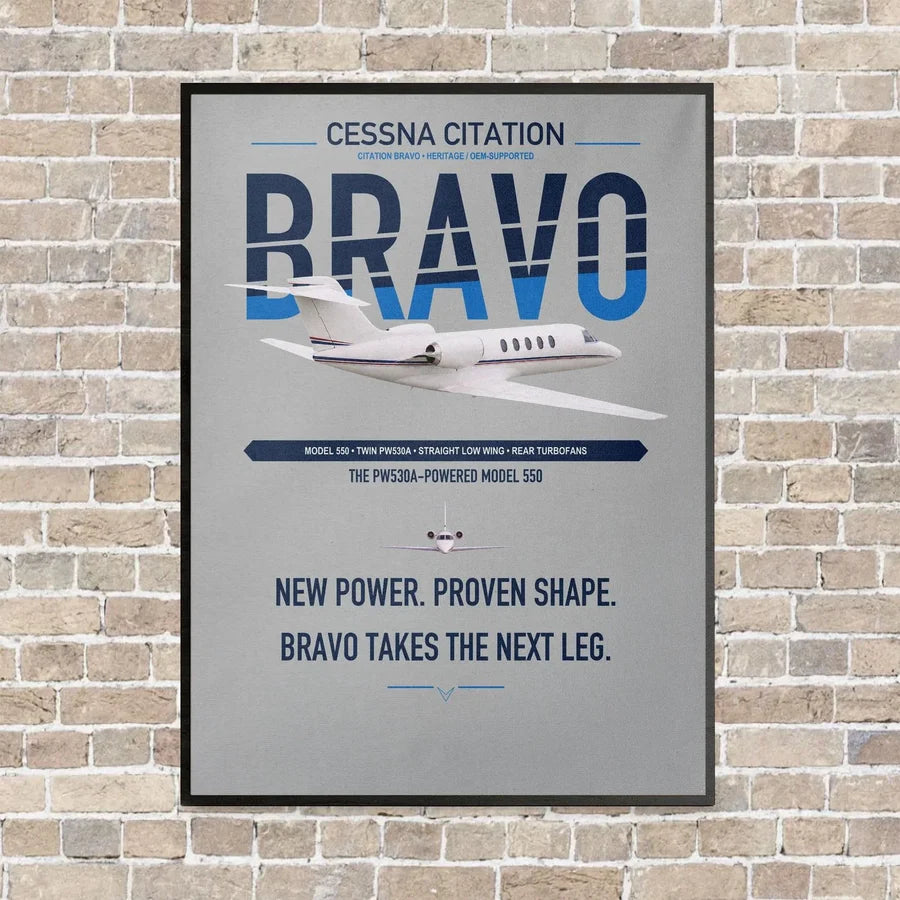 Cessna Citation Bravo vertical canvas print - framed - light gray background