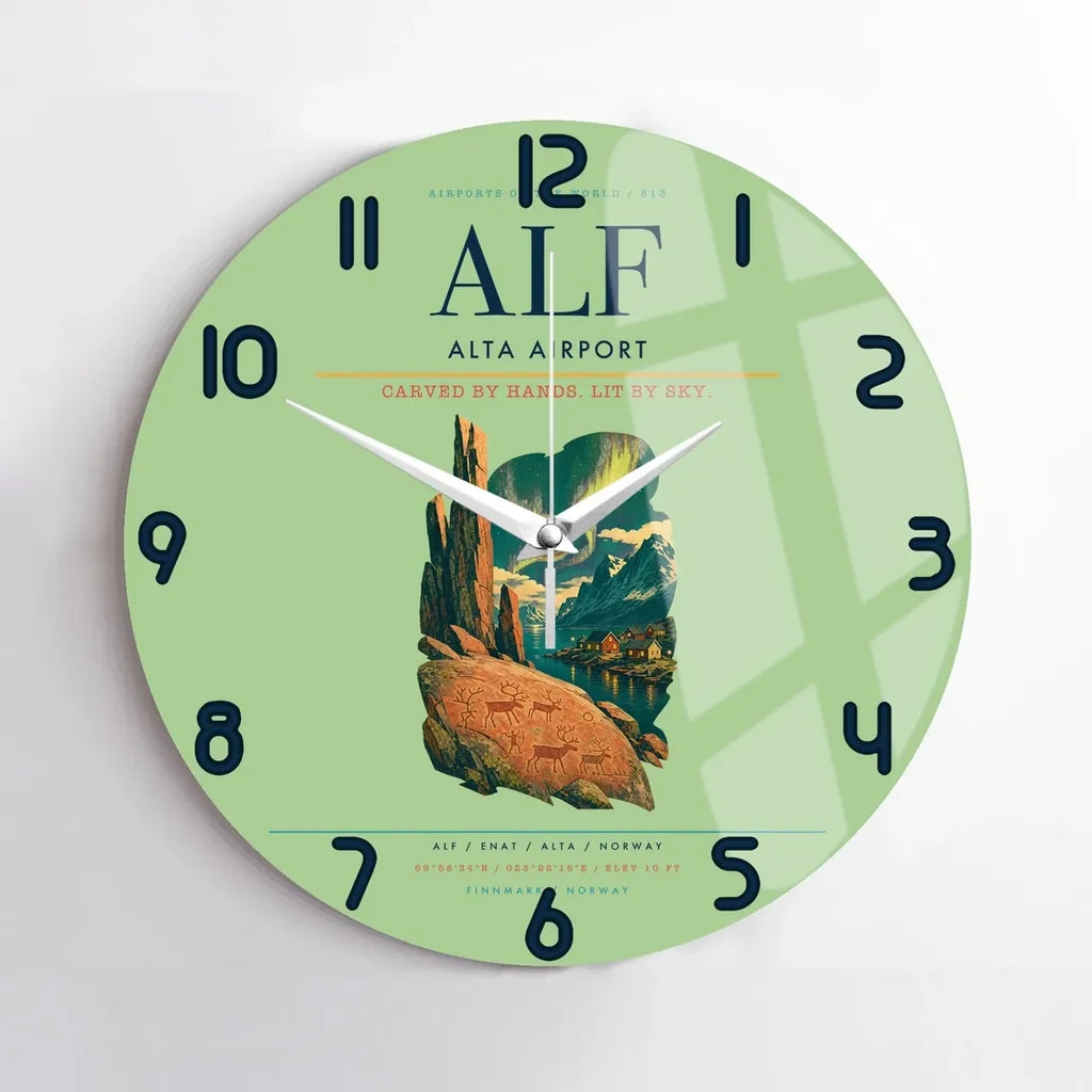 Alta Airport ALF Wall-Clock No-Frame - Light Green