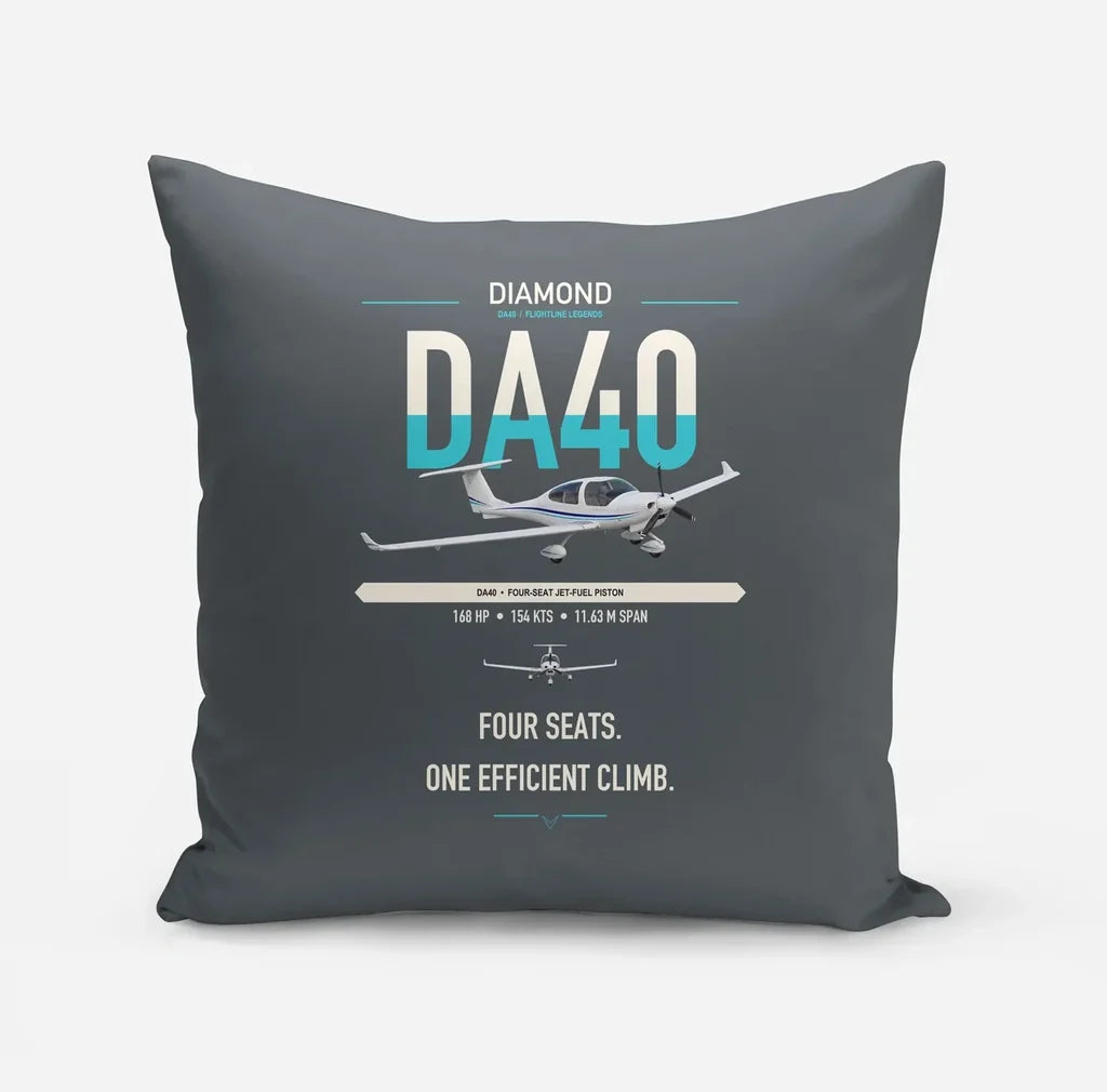Diamond DA40 design on gray pillow