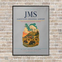 Thumbnail for Jamestown Regional Airport JMS vertical canvas print - framed - light gray background