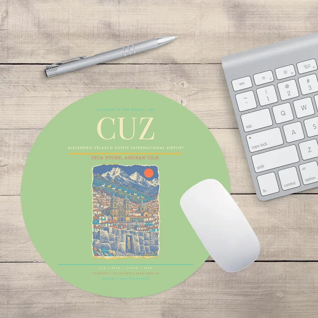 Alejandro Velasco Astete International Airport CUZ Mouse-Pad Round - Light Green