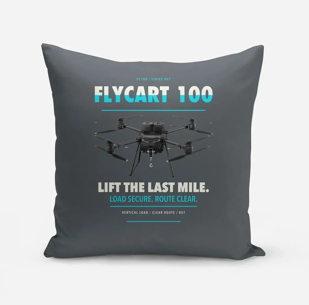 DJI FlyCart 100 design on gray pillow