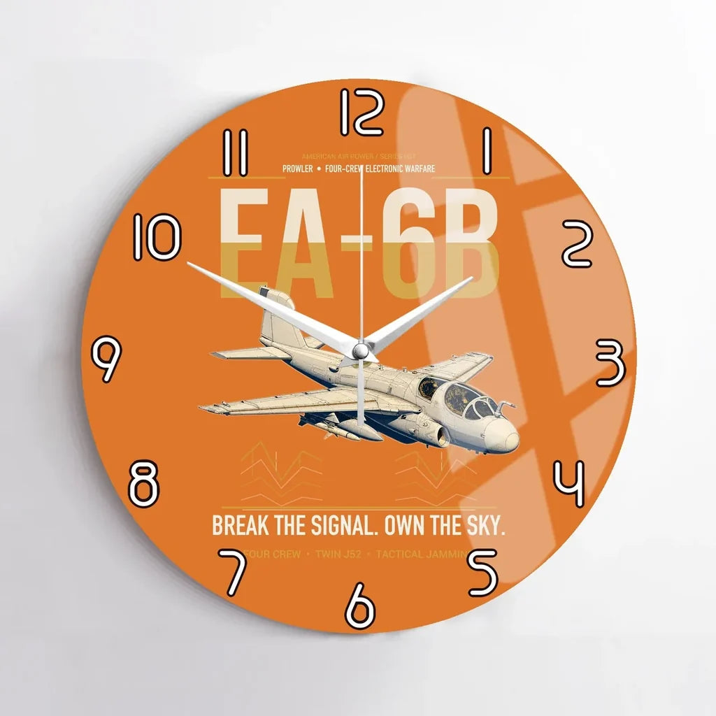 EA-6B Prowler design on orange no frame wall clock