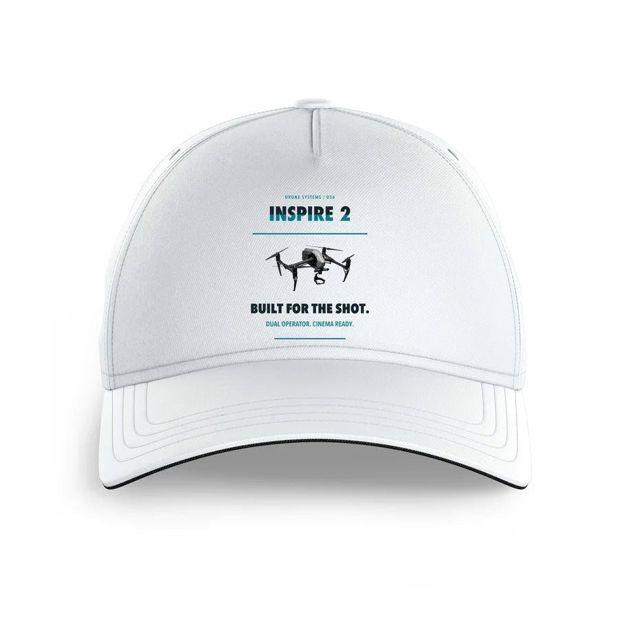 DJI Inspire 2 design on white printed hat