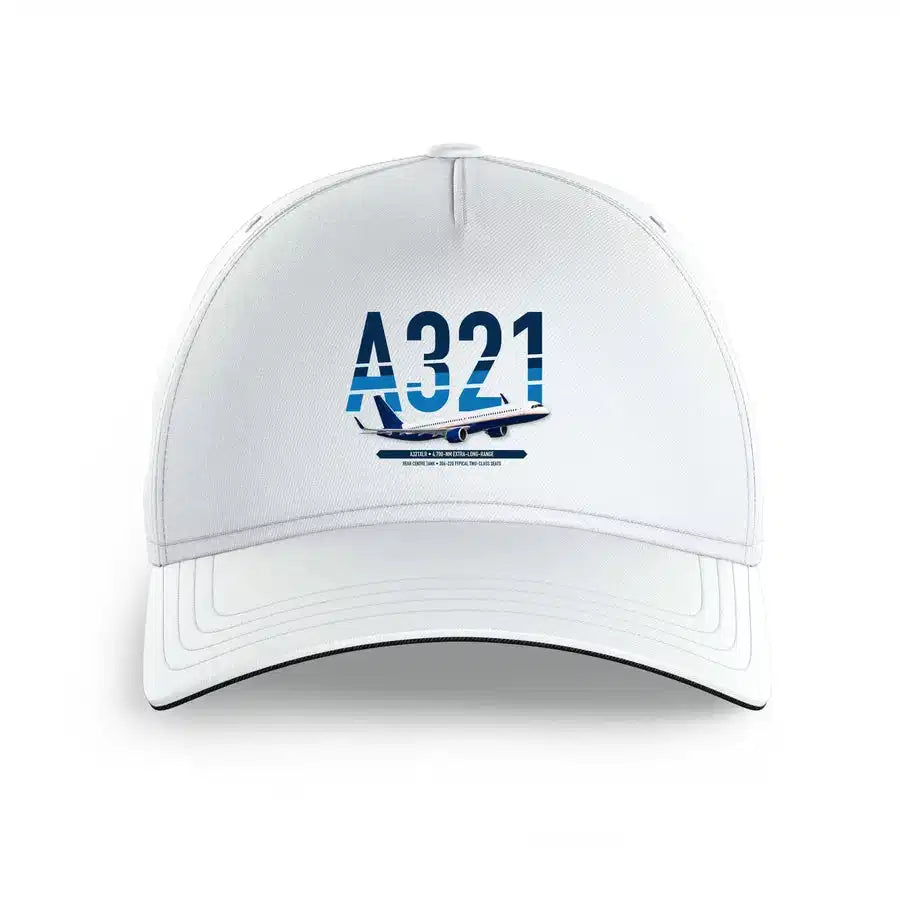 Airbus A321XLR design on white printed hat