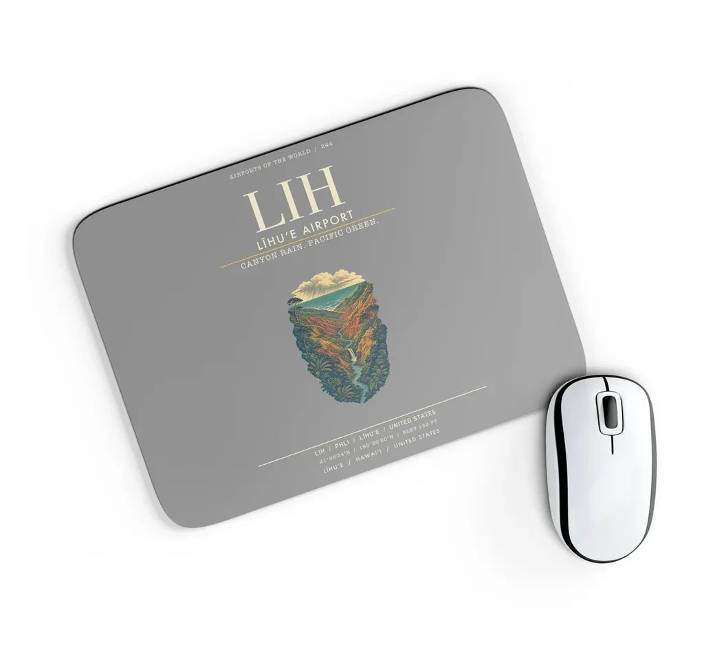 Līhuʻe Airport (LIH) design on gray rectangle mouse pad
