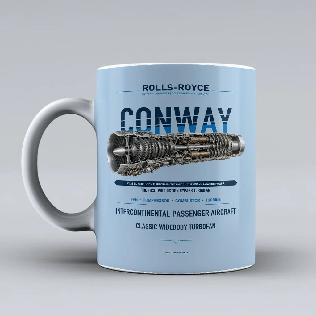 Mug design on light blue conway