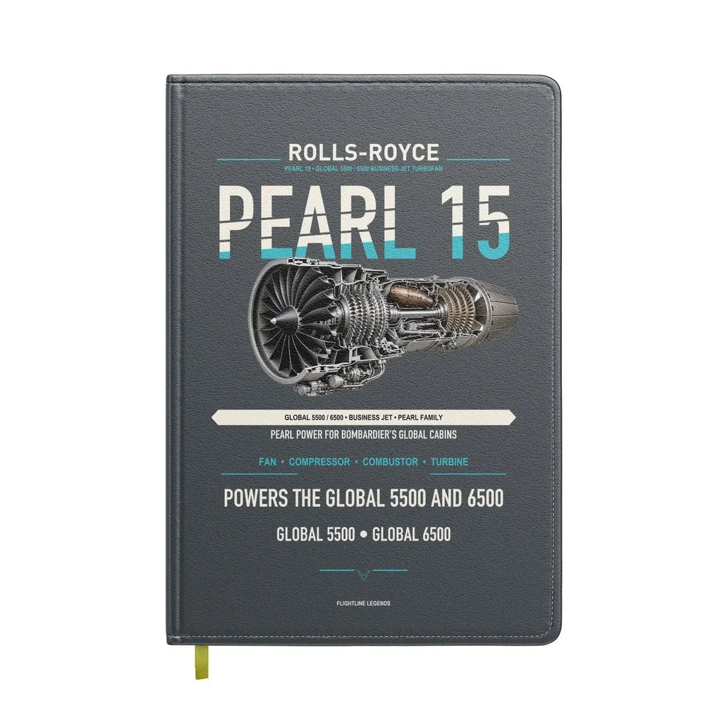 PEARL 15 design on gray notebook