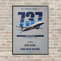 Thumbnail for Boeing 737 MAX 9 vertical canvas print - framed - light gray background