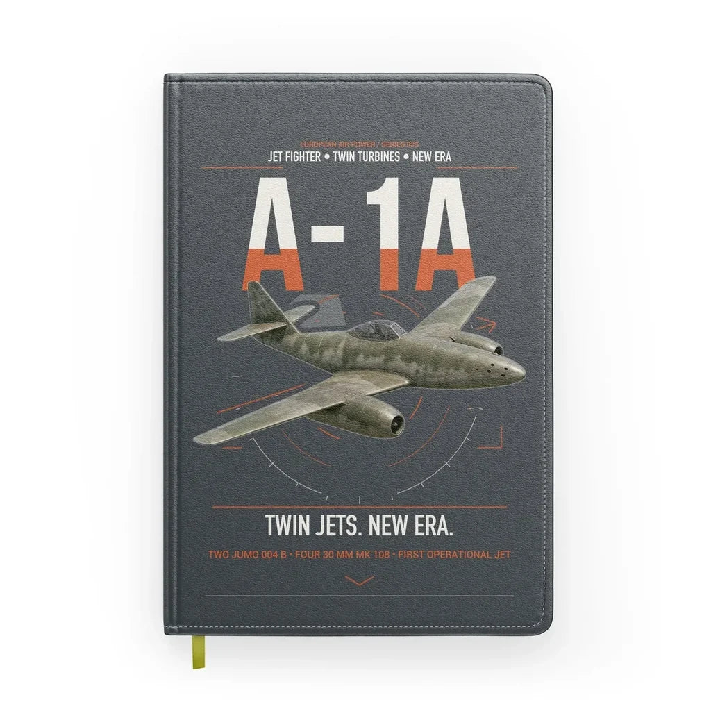 Messerschmitt Me 262A-1a design on gray notebook