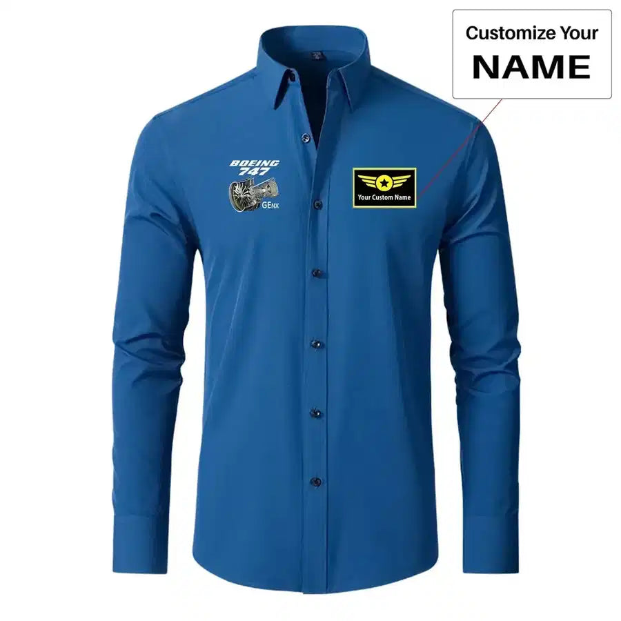 Boeing 747 & GENX Engine Designed Long Sleeve Shirts - view 11