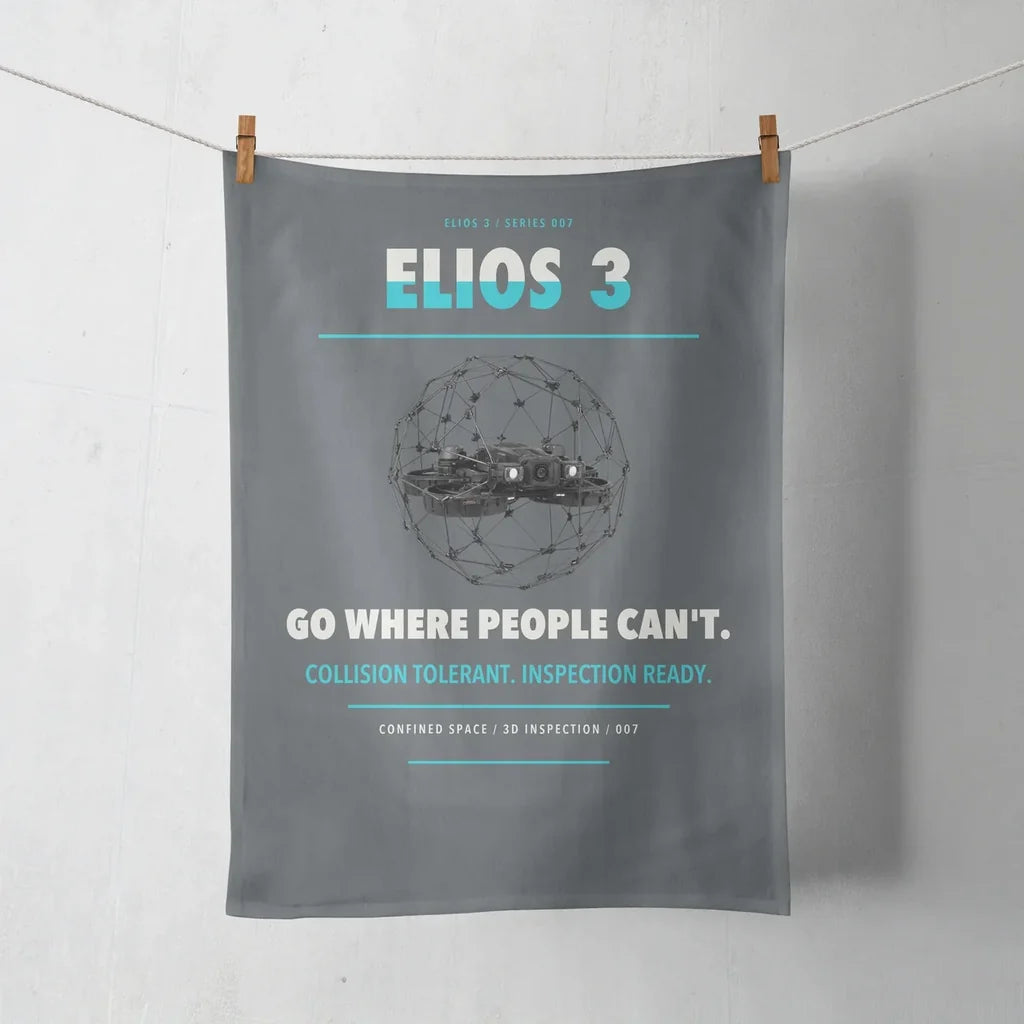 Flyability Elios 3 design on gray towel