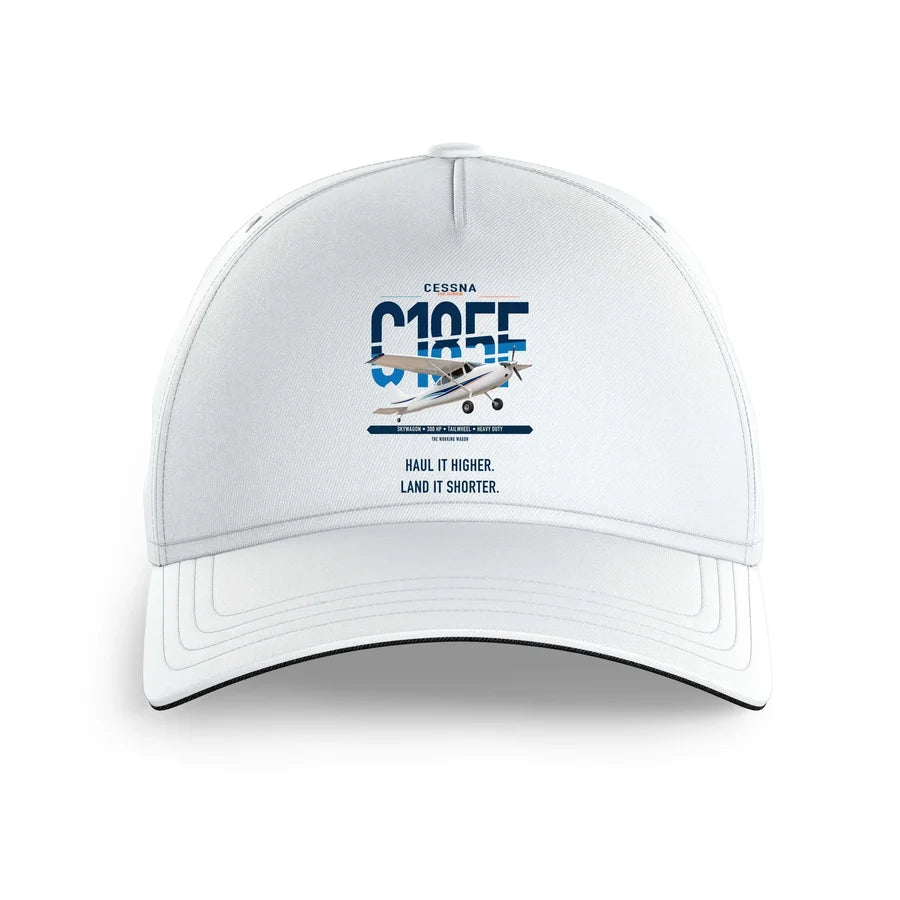 Cessna A185F Skywagon design on white printed hat