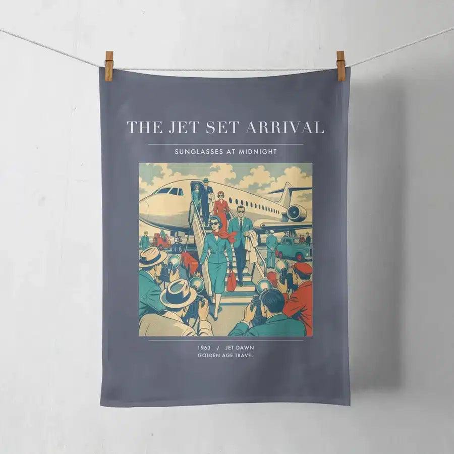 VINTAGE G4121 - The Jet Set Arrival - Designed Towels design on navyblue