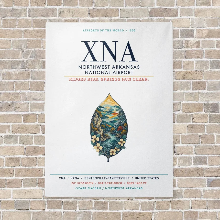 Northwest Arkansas National Airport XNA vertical canvas print - no frame - white background