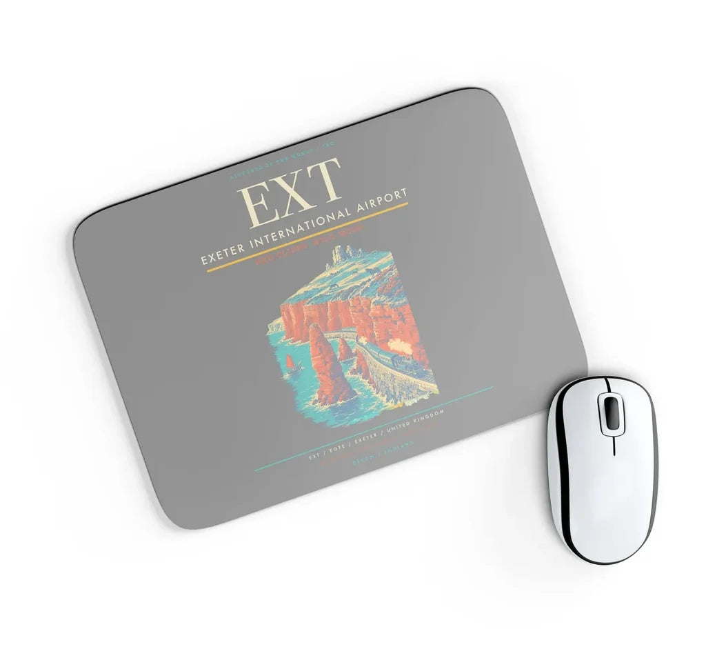 Exeter International Airport (EXT) design on gray rectangle mouse pad