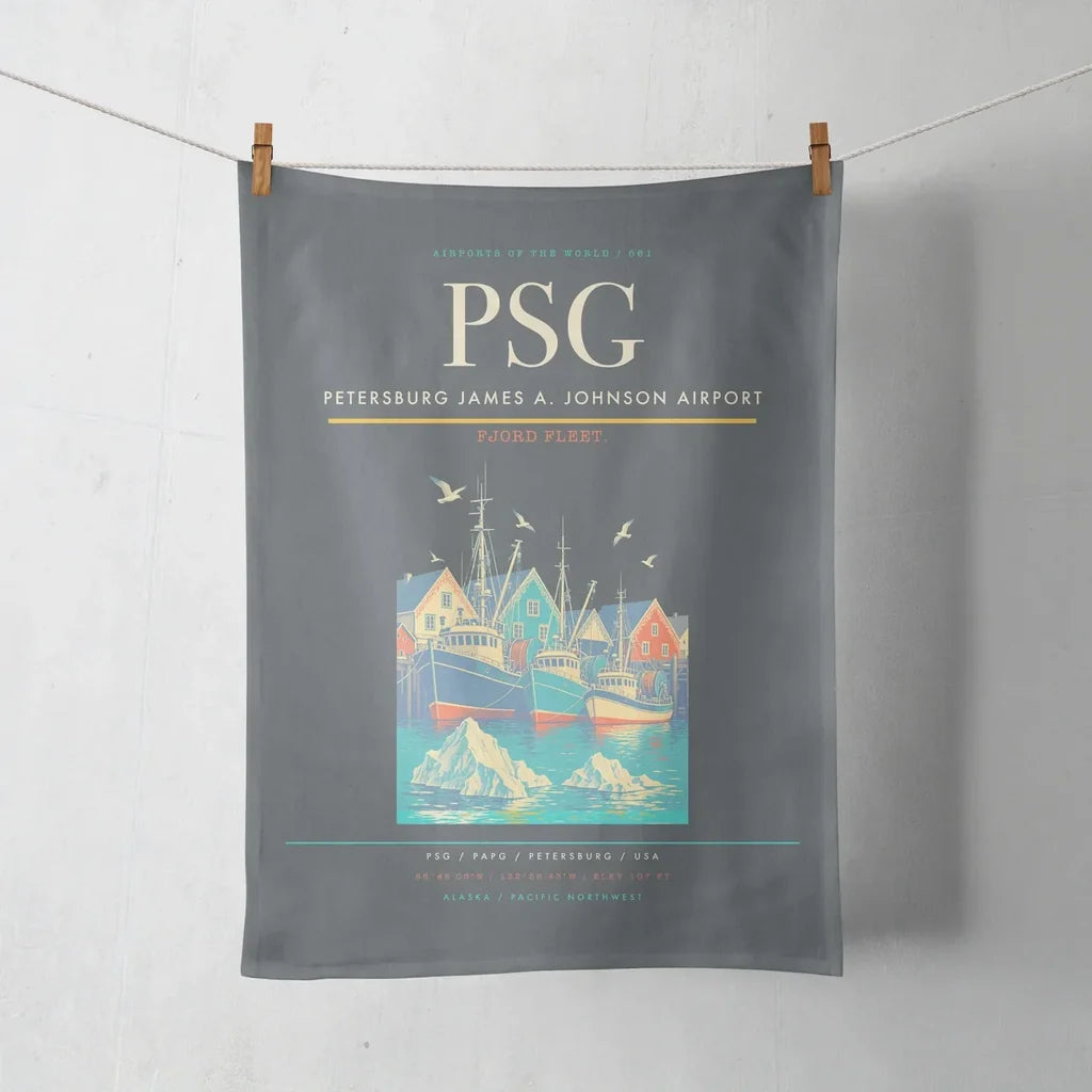 Petersburg James A. Johnson Airport (PSG) design on gray towel