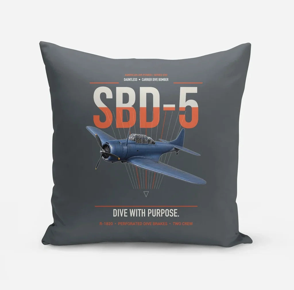 SBD-5 Dauntless design on gray pillow