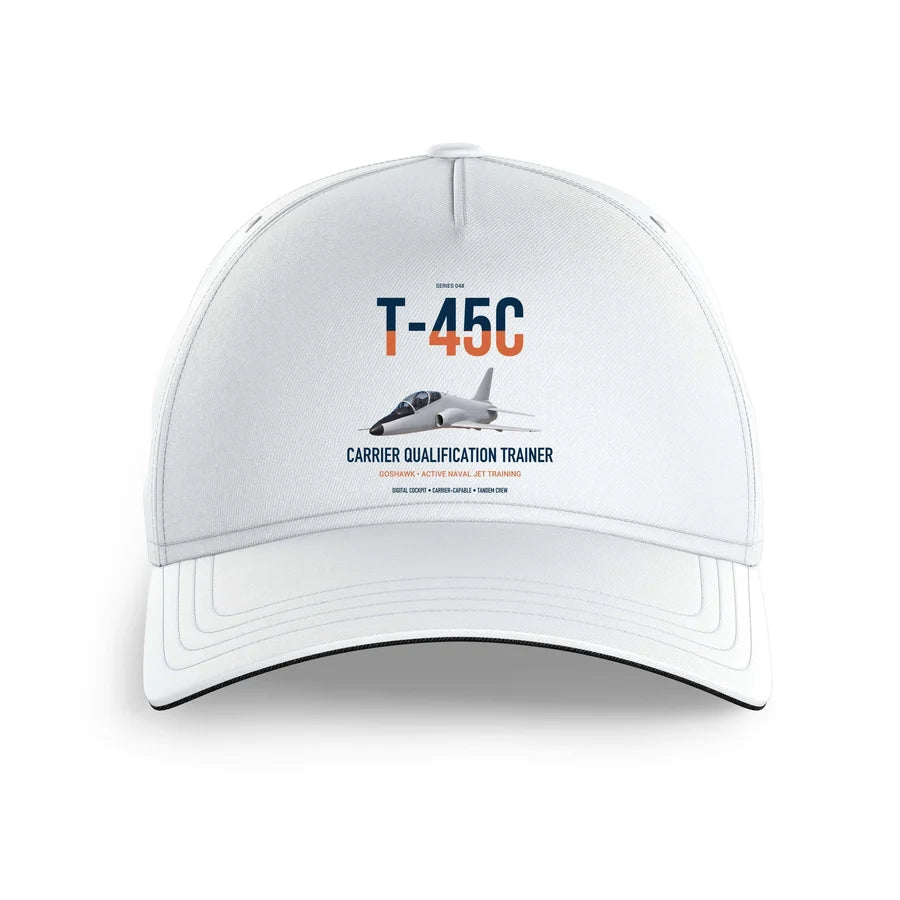 T-45C Goshawk design on white printed hat